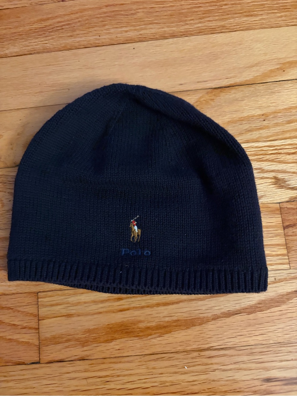 Polo by Ralph Lauren Navy Knit Beanie with Embroidered Pony